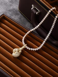 1 Miếng Đơn giản Hình vuông Khối Zirconia  Trang trí Đốt ngón tay Khăn lau bụi Vòng cổ mặt dây chuyền In Vàng Màu sắc , Thích hợp Đối với Mặc hàng ngày Dành Cho Nam Và Nữ - Vàng - Xem 2