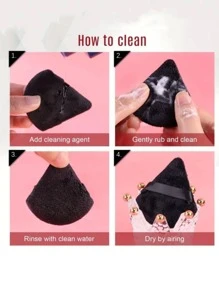 6pcs/Set Soft Triangular Makeup Puff, Suitable For Loose Powder, Body Powder, Velvet Makeup Sponge, Foundation Mixing Sponge, Makeup Sponge, Makeup Tools,Cheap,Stocking Stuffers,Makeup,Makeup Tools,Cheap Stuff,Gifts,Gifts For Women,Christmas Gifts - Black - View 7