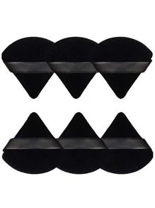 6pcs/Set Soft Triangular Makeup Puff, Suitable For Loose Powder, Body Powder, Velvet Makeup Sponge, Foundation Mixing Sponge, Makeup Sponge, Makeup Tools,Cheap,Stocking Stuffers,Makeup,Makeup Tools,Cheap Stuff,Gifts,Gifts For Women,Christmas Gifts - Black - View 1