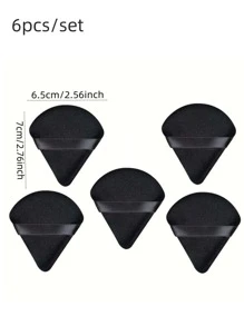 6pcs/Set Soft Triangular Makeup Puff, Suitable For Loose Powder, Body Powder, Velvet Makeup Sponge, Foundation Mixing Sponge, Makeup Sponge, Makeup Tools,Cheap,Stocking Stuffers,Makeup,Makeup Tools,Cheap Stuff,Gifts,Gifts For Women,Christmas Gifts - Black - View 2