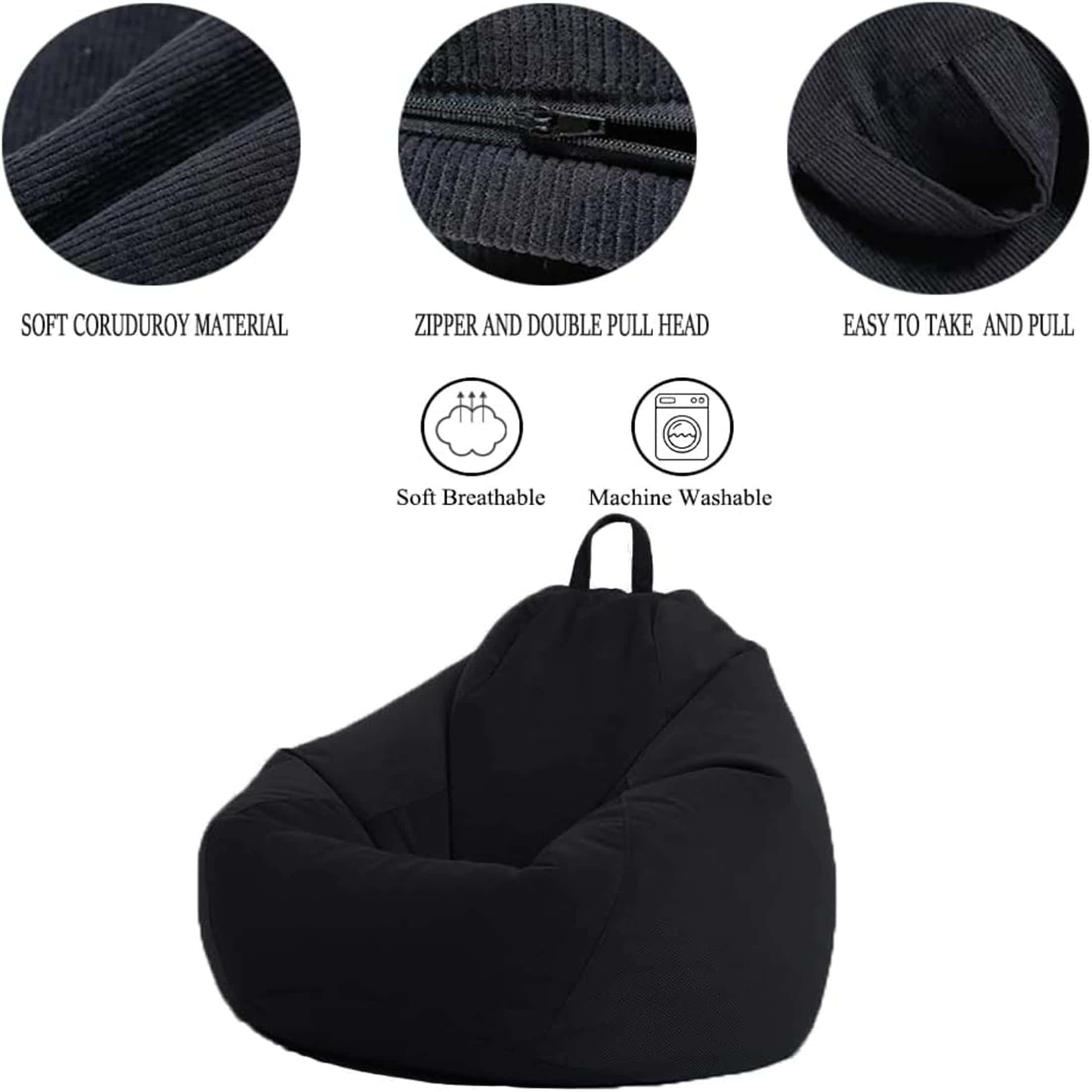 A white bean bag cover, large droplet shape to the sofa