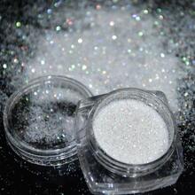 1盒银色反光闪粉指甲粉闪光钻石全息水晶颜料浸镀铬粉适用于指甲DIY粉指甲用品 - 銀色 - 查看 3