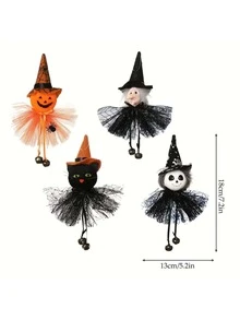 1pc Halloween Decoration Pendant Pumpkin, Ghost, Witch, Black Cat Hanging Ornament - Multicolor - View 3