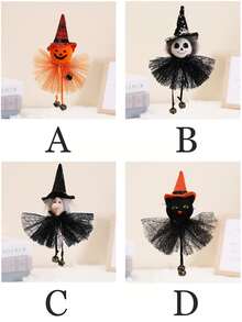 1pc Halloween Decoration Pendant Pumpkin, Ghost, Witch, Black Cat Hanging Ornament - Multicolor - View 7