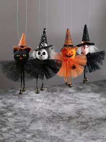 1pc Halloween Decoration Pendant Pumpkin, Ghost, Witch, Black Cat Hanging Ornament - Multicolor - View 1