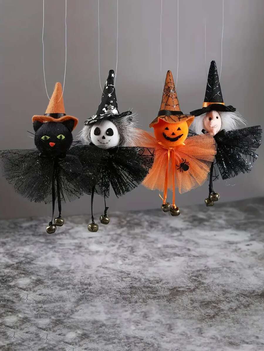 1pc Halloween Decoration Pendant Pumpkin, Ghost, Witch, Black Cat Hanging Ornament - Multicolor - View 1