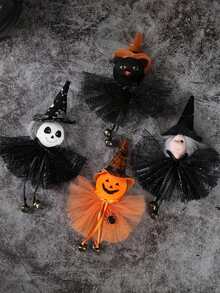 1pc Halloween Decoration Pendant Pumpkin, Ghost, Witch, Black Cat Hanging Ornament - Multicolor - View 2
