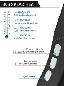 鬍鬚梳適合男士,數顯加熱拉直刷,快加熱防燙傷梳子,拉直你的頭髮和鬍鬚 - 黑色 - 查看 2