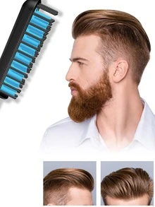 鬍鬚梳適合男士,數顯加熱拉直刷,快加熱防燙傷梳子,拉直你的頭髮和鬍鬚 - 黑色 - 查看 3