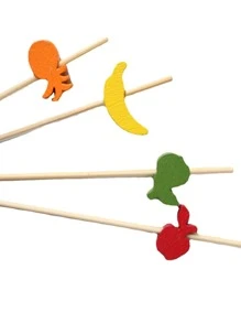 100 件/包一次性水果签，多色塑料水果叉，厨房，圣诞礼物 - 彩色 - 查看 3