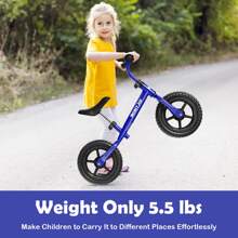HoneyJoy Kids Balance Bike No Pedal Training Bicycle w/Adjustable Handlebar & Seat - Blue - View 5