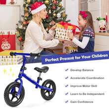 HoneyJoy Kids Balance Bike No Pedal Training Bicycle w/Adjustable Handlebar & Seat - Blue - View 7