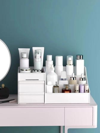 1入組多種圖層書桌抽屜收納盒(白色)