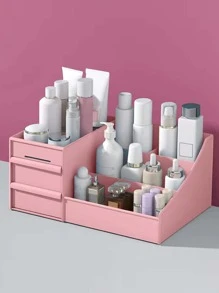 1pc Desktop Multi-layer Drawer Style Storage Box (pink) - Pink - View 4