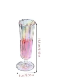 1pc Glass Embossed Footed Cup, Drinking Glass - Multicolor - View 4
