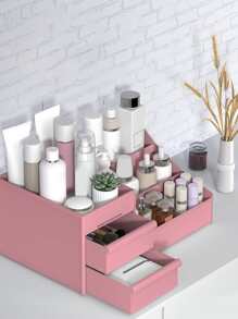 1pc Desktop Multi-layer Drawer Style Storage Box (pink) - Pink - View 1