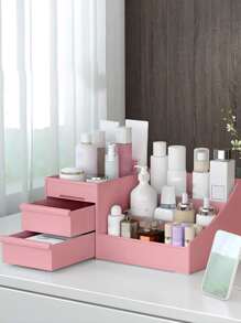 1pc Desktop Multi-layer Drawer Style Storage Box (pink) - Pink - View 2
