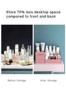 1pc Desktop Multi-layer Drawer Style Storage Box (pink) - Pink - View 5
