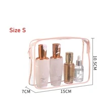 3pcs Travel PVC Cosmetic Bags, Women Transparent Toiletry Bags, Zipper Makeup Bags Organizer Bath Wash Make Up Tote Toiletry Bags Summer Travel Essentials For Beach Vacation Holiday School Supplies Dorm Essentials Back To School - Pink - View 4
