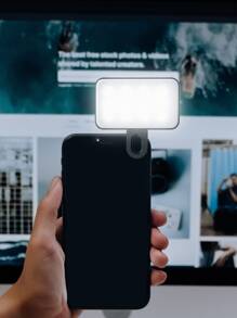 可充电LED夹式补光灯，适用于智能手机直播、摄影、视频和自拍柔光照明 - 黑色 - 查看 2