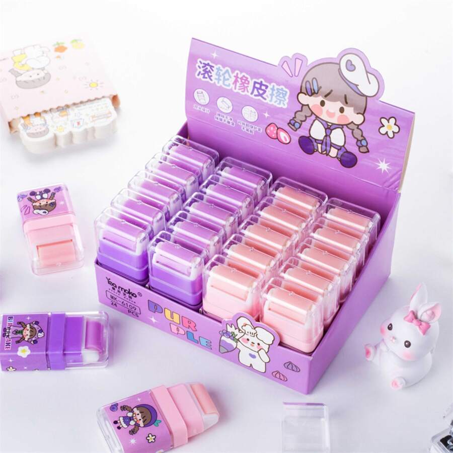 2pcs Berry Cake Shaped Cartoon Roller Erasers For Students' Stationery - Multicolor - View 1