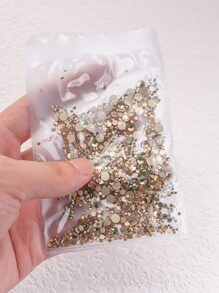 1440 件/包 美甲饰品，金色底玻璃平底水钻，蓝月光石，琥珀和北极光 (Ab) 颜色，混合尺寸（Ss3-Ss20）DIY 指甲饰物指甲宝石美甲用品指甲 - 鏽棕色 - 查看 4