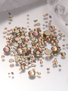 1440 件/包 美甲饰品，金色底玻璃平底水钻，蓝月光石，琥珀和北极光 (Ab) 颜色，混合尺寸（Ss3-Ss20）DIY 指甲饰物指甲宝石美甲用品指甲 - 鏽棕色 - 查看 2