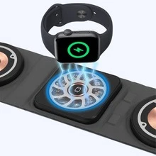 15瓦可折疊3合1無線充電器,適用於iphone/apple Watch/airpods - 黑色 - 查看 5