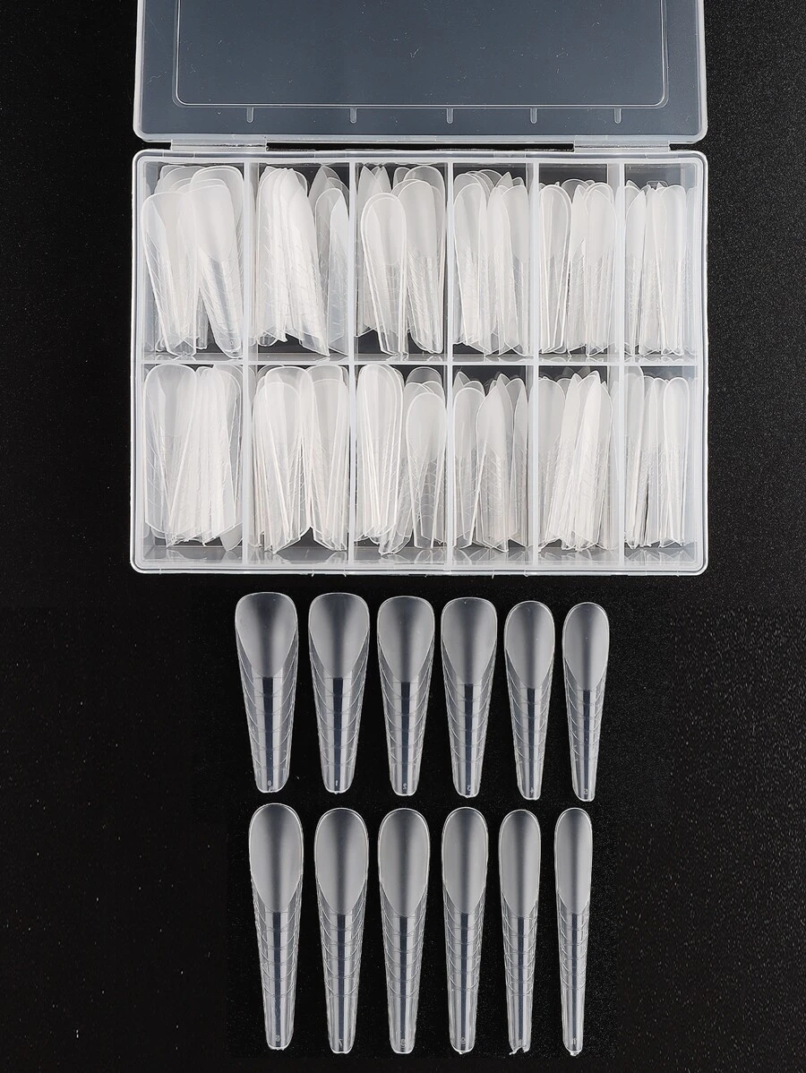 A盒的120全封面甲片（用於美甲）拱形延伸指甲模具 - 無色 - 查看 1