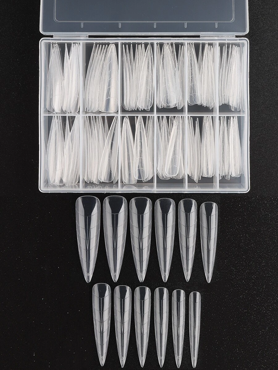 一盒 120 片双形全覆盖指甲尖拱形延长指甲模具全覆盖直假指甲延长假指甲尖、美甲用品、美甲工具、美甲工具、返校、指甲、按压指甲的美甲工具 - 無色 - 查看 1