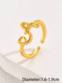 1枚时尚个性化金色26字母戒指