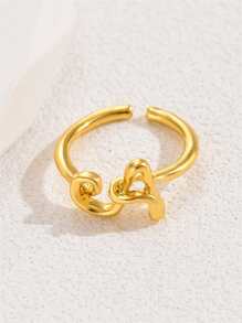 1枚时尚个性化金色26字母戒指