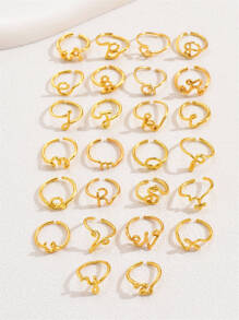 1枚时尚个性化金色26字母戒指