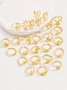 1枚时尚个性化金色26字母戒指