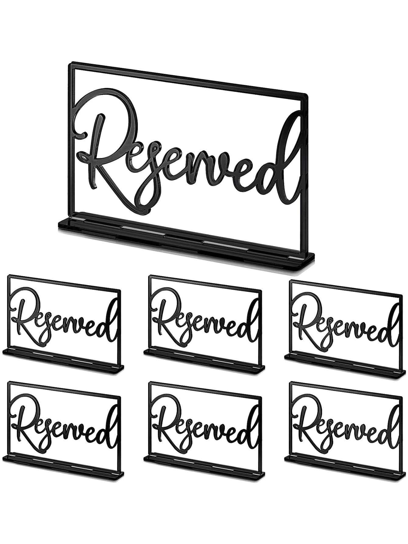 1pc Acrylic Wedding Table Sign Reserved Place Cards For Wedding Reception - Black - View 1
