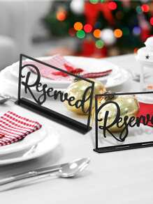 1pc Acrylic Wedding Table Sign Reserved Place Cards For Wedding Reception - Black - View 4