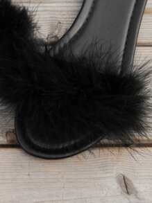 Của phụ nữ Dép phẳng Với Lông vũ , Nhiều màu Giày dép , Hoàn hảo Đối với Phù dâu , Đúng mốt Và Thanh lịch - màu đen - Xem 10