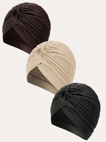 Awegeo Bộ 3 chiếc mũ nhiều màu sắc kiểu mới, mũ trùm đầu, mũ ngủ, thích hợp cho mùa hè, đi biển, nghỉ lễ, du lịch. - Nhiều màu - Xem 15