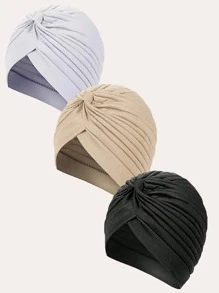 Awegeo 3pcs/Set Multicolor New Style Hat Set Bonnet Hair Bonnet Turban - Multicolor - View 13