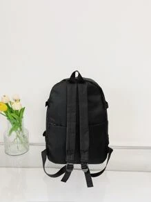 大容量,防水,輕便,經典,休閒,可愛時尚休閒學生後背包適合女孩帶隨機吊墜,大容量混合性雙後背包5入組/套帶筆盒書包套裝適用於青少年女孩女士大學學生完美適用於學校,小學,中間學校,中學,大學,返校 - 黑與白 - 查看 3