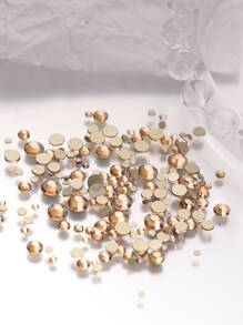 1440 Stück/Tüte Nagelkunstrhinestones mit goldfarbenem Boden, flache Rückseite Glasedelsteine, blauer Mondstein, Nordlichteffekt, gemischte Größen SS3-SS20 für DIY Nagelkunstdekoration, Nagelanhänger, Nageledelsteine, Nagelbedarf - Champagnerfarben - Übersicht 3