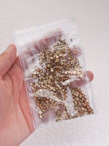 1440 Stück/Tüte Nagelkunstrhinestones mit goldfarbenem Boden, flache Rückseite Glasedelsteine, blauer Mondstein, Nordlichteffekt, gemischte Größen SS3-SS20 für DIY Nagelkunstdekoration, Nagelanhänger, Nageledelsteine, Nagelbedarf - Champagnerfarben - Übersicht 4