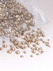 1440 Stück/Tüte Nagelkunstrhinestones mit goldfarbenem Boden, flache Rückseite Glasedelsteine, blauer Mondstein, Nordlichteffekt, gemischte Größen SS3-SS20 für DIY Nagelkunstdekoration, Nagelanhänger, Nageledelsteine, Nagelbedarf - Champagnerfarben - Übersicht 2