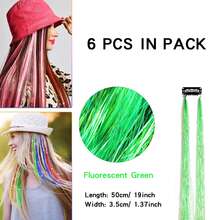 6pcs Green Clip in Tinsel Hair Fairy Hair Glitter Hair Extensions Fluorescent - Green - View 1