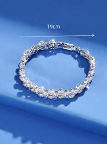 DV JEWELRY 1 pièce Bracelet plaqué or blanc en Zircone de luxe pour femme, cadeau de bijoux élégant pour les rendez-vous, les mariages, les anniversaires et les fêtes