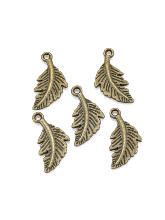 yuenz 25入組青銅顏色合金可愛羽毛吊墜適用於DIY項鍊手環首飾類工藝製作配件19*10mm