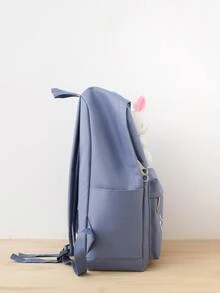 de moda con dibujos animados conejo decorado instalaciones Mochila 4 piezas Set - Azul - Ver 3