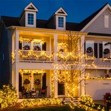 JMEXSUSS 66ft 200 LED Christmas Lights Indoor Outdoor, Warm White Christmas Lights Green Wire, 8 Modes Twinkle String Lights Plug In For Outside Tree Bedroom Wedding Party Christmas Home Decorations - 暖白 - 查看 4