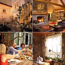 JMEXSUSS 66ft 200 LED Christmas Lights Indoor Outdoor, Warm White Christmas Lights Green Wire, 8 Modes Twinkle String Lights Plug In For Outside Tree Bedroom Wedding Party Christmas Home Decorations - 暖白 - 查看 6