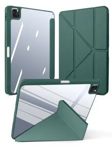 1 Ốp lưng bảo vệ phẳng gấp chữ Y bằng Acrylic màu xanh lá cây mờ tương thích với iPad Mini 6/9.7/10.2/10.5/Air 4/Air 5/10/10.9/Pro 11"/Air 11"(M2)/Air 13"(M2)/Pro 11"(M4)/Pro 13"(M4) 2024 12.9", Vị trí lỗ dựa trên sản phẩm thực tế nhận được, Chất liệu Acrylic chống uốn cong và chống rơi để bảo vệ iPad của bạn tốt hơn, Acrylic có lớp màng bảo vệ ở cả bên trong và bên ngoài cần được bóc ra trước khi sử dụng - Màu xanh lá cây đậm - Xem 3